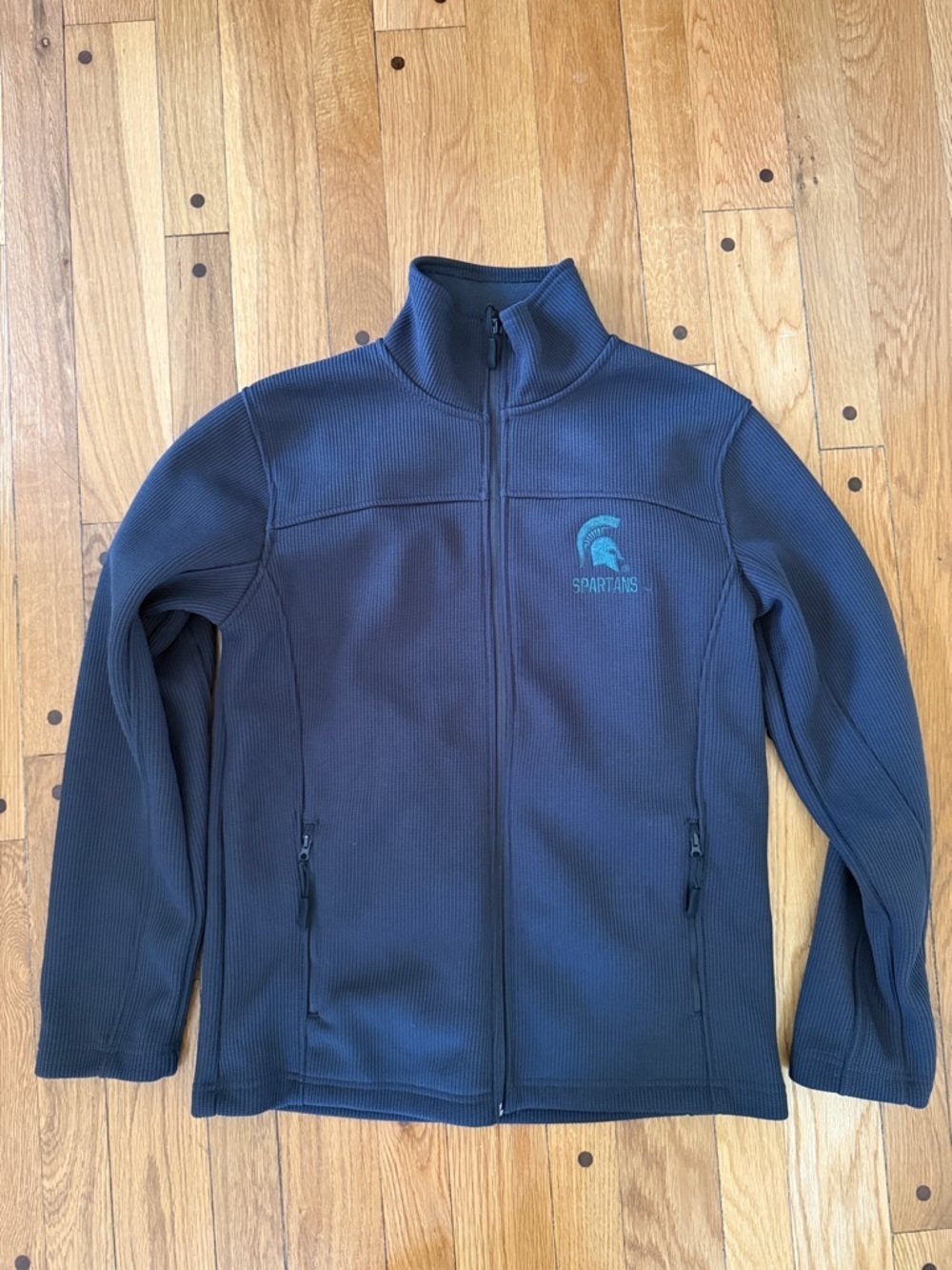 Colosseum Michigan State Spartans MSU Ribbed Fleece Zip Jacket Small Charcoal